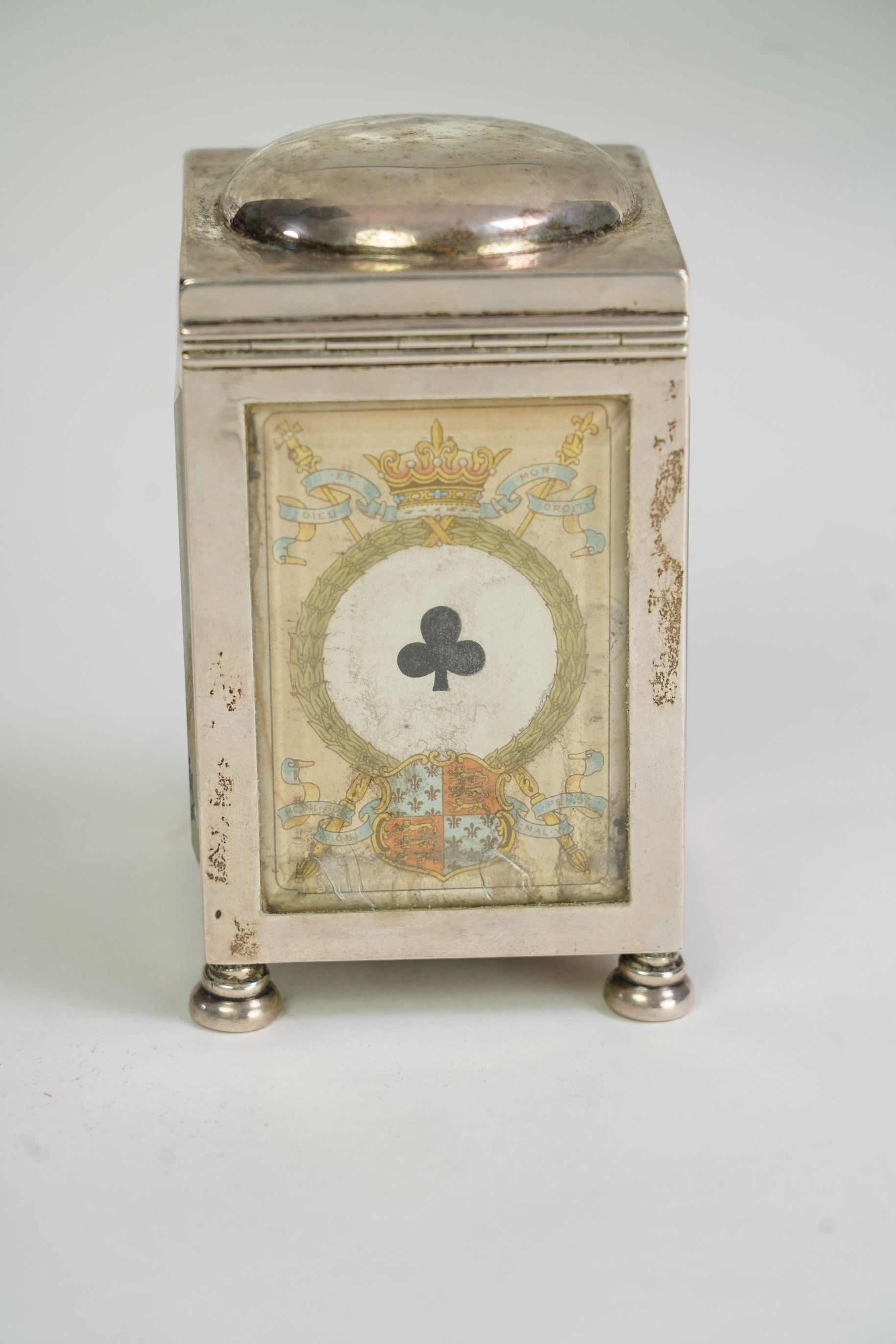 An Edwardian silver playing card box, with domed hinged cover, by William Neale Ltd